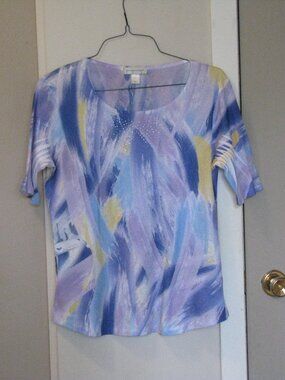 Christopher and Banks Mauve Short Sleeved Abstract Shirt